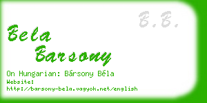 bela barsony business card